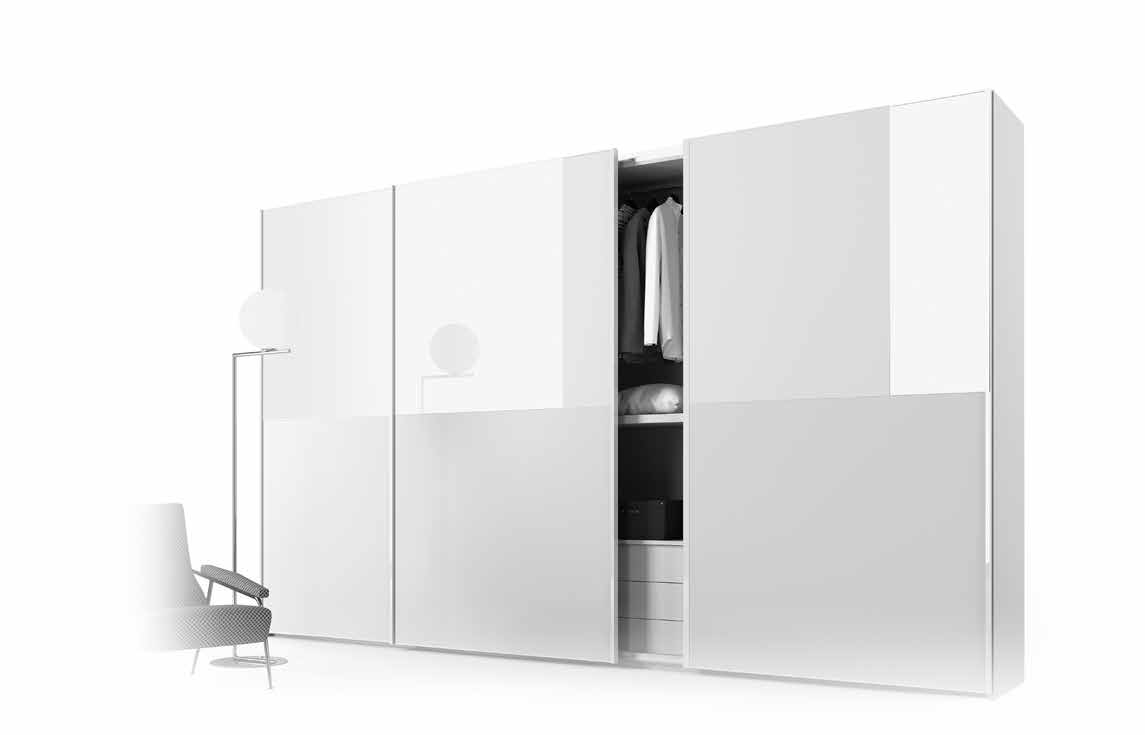 Sliding Wardrobe Two-Tone White Glass: Maxi